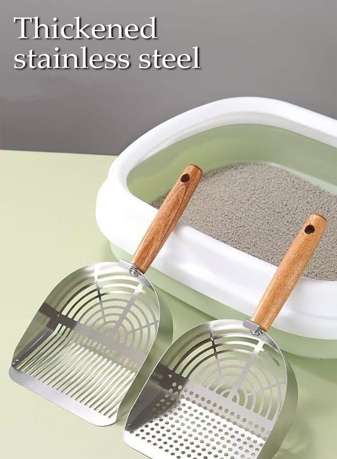 Stainless steel Cat Litter Scoop,Mesh Scooper with Wooden Handle and End Hole,Rust-Resistant Litter Shovel for Cats - Image 5
